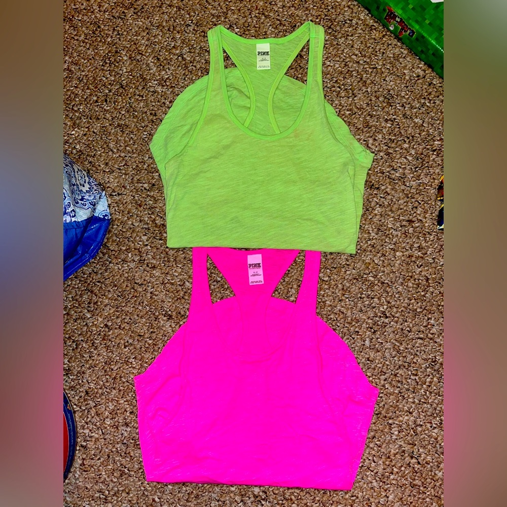 Victoria’s Secret Pink Sleepwear - 2 Racerback Tank tops in pink and green!